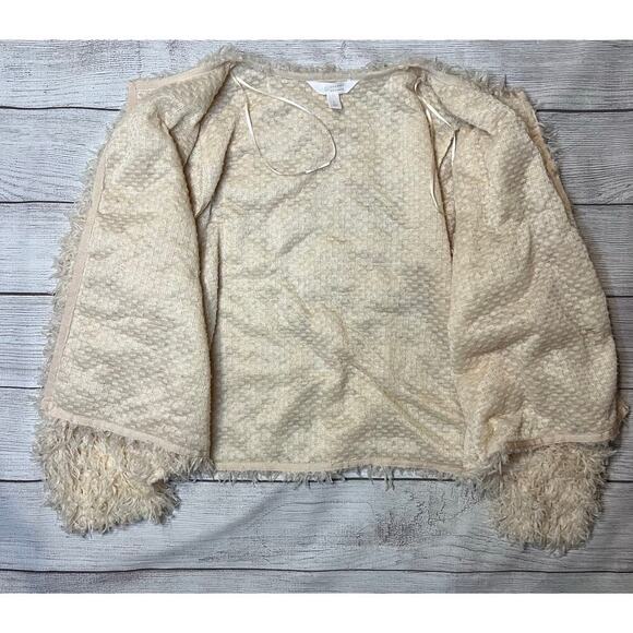 Lauren Conrad Women’s Large Beige Fuzzy Open Front Cardigan NWT - Picture 2 of 5